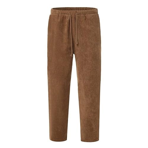 ACemt Ski Hardshell Hose Herren Cordhose für Herren, locker, lässig, elastischer Bund, gerade geschnittene Hose Cargo Hosen Man (Brown, L) von ACemt