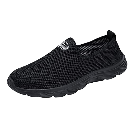 ACemt Sportschuhe Herren Günstig Kaufen Mode Männer Mesh Casual Sportschuhe Slip On Einfarbig Laufende Atmungsaktive Turnschuhe mit Weichem Boden Herren Schwarze Schuhe Sneaker (Black, 45) von ACemt