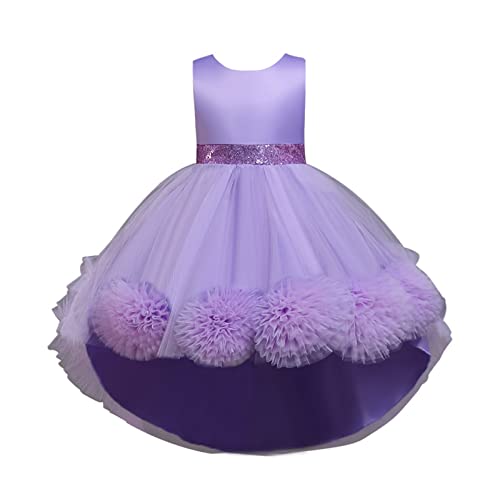 ACemt Strumpfhose Mit Mädchen Kinder Kleinkind Baby Frühling Sommer Druck Cosplay Rüschen Ärmellos Party Dekorationen Kostüm Prinzessin Kleid Hosen Für Mädchen (Purple, 6-7 Years) von ACemt