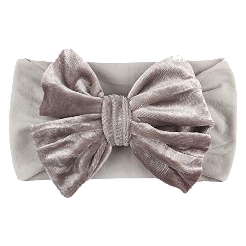 Haarband Neugeborene Mädchen Samt Haarschleife solide Headbear-Accessoires für das Baby-Kopfbedeckung für die ganze Familie Haarschmuck Taufe (Grey, One Size) von ACemt