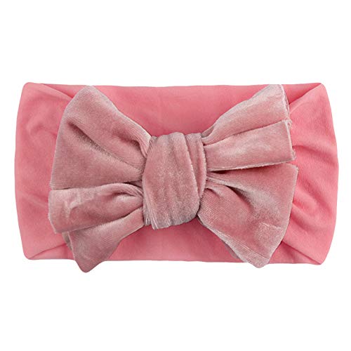 Haarband Neugeborene Mädchen Samt Haarschleife solide Headbear-Accessoires für das Baby-Kopfbedeckung für die ganze Familie Haarschmuck Taufe (Pink, One Size) von ACemt