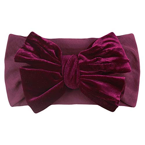 Haarband Neugeborene Mädchen Samt Haarschleife solide Headbear-Accessoires für das Baby-Kopfbedeckung für die ganze Familie Haarschmuck Taufe (Purple, One Size) von ACemt