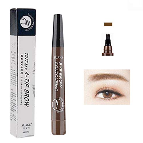 Tipp wasserdichte Augenbraue Täuschungen 5ml lange Feder, Gabel, Augenbraue, dauerhafte Augenbraue Bartfüllstift Set (Dark brown, One Size) von ACemt