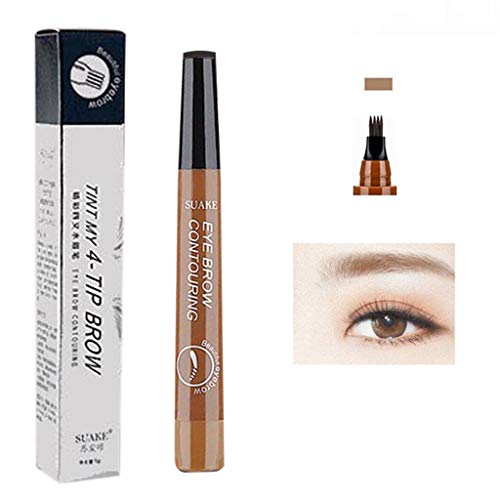 Tipp wasserdichte Augenbraue Täuschungen 5ml lange Feder, Gabel, Augenbraue, dauerhafte Augenbraue Bartfüllstift Set (Light brown, One Size) von ACemt