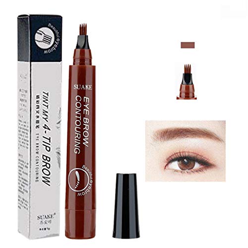 Tipp wasserdichte Augenbraue Täuschungen 5ml lange Feder, Gabel, Augenbraue, dauerhafte Augenbraue Bartfüllstift Set (Red brown, 5ML) von ACemt