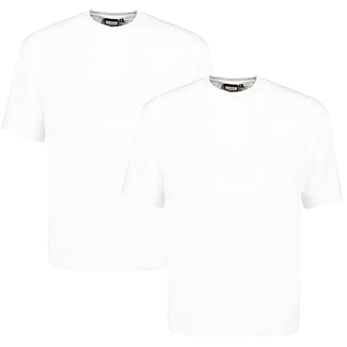 ADAMO T-Shirt Herren für Übergrößen Doppelpack, 100% Baumwolle, Weiß, 4XL I Angenehme T-Shirts für Herren mit Rundhals I T-Shirt Übergrößen Männer von ADAMO