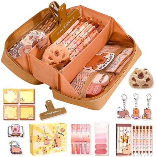 ADDLIVE Capybara Schreibwaren Set, Capybara Federmäppchen, Capybara-Briefpapier-Set, Cute Capybara Pencil Case mit Neutraler Stift, Clips, Capybara Sticker, Geschenktüte Mehr, Schreibwarenbedarf ADDLIVE Capybara Schreibwaren Set, Capybara Federmäppchen, Capybara-Briefpapier-Set, Cute Capybara Pencil Case mit Neutraler Stift, Clips, Capybara Sticker, Geschenktüte Mehr, Schreibwarenbedarf von ADDLIVE