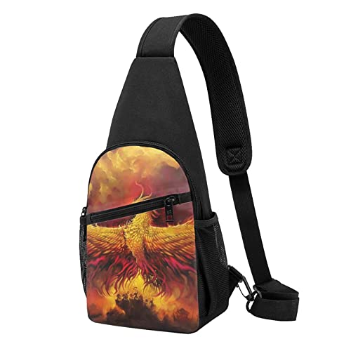 Fantasy Phoenix Casual One Shoulder Cross Body Brusttasche Brieftasche Handytasche Herren Crossbody Tasche Reise Walking Hüfttasche, Schwarz , Einheitsgröße von ADFSHIDS