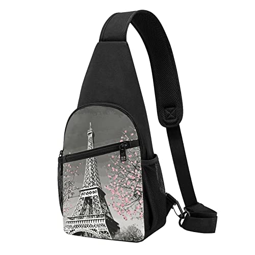 Paris Tower Casual One Shoulder Cross Body Brusttasche Brieftasche Handytasche Herren Crossbody Tasche Reise Walking Hüfttasche, Schwarz , Einheitsgröße von ADFSHIDS