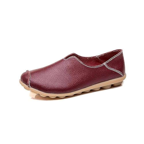 ADFUGE Orthobounce Orthopädische Schuhe, rutschfeste Damen-Loafer mit flachem Boden, rutschfeste orthopädische Schuhe mit flachem Boden für Damen, atmungsaktive (10,Rot) von ADFUGE