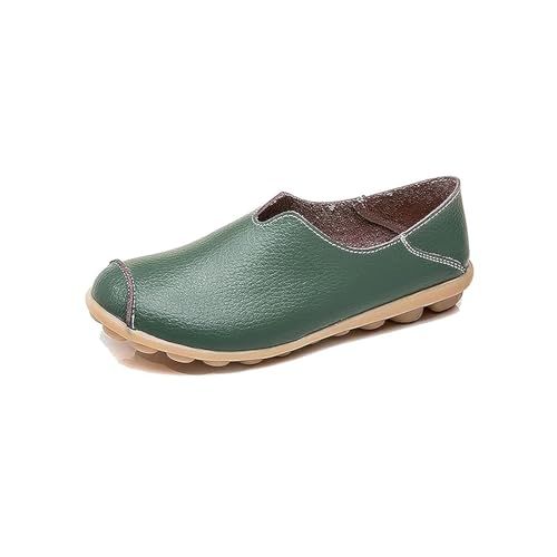 ADFUGE Orthobounce Orthopädische Schuhe, rutschfeste Damen-Loafer mit flachem Boden, rutschfeste orthopädische Schuhe mit flachem Boden für Damen, atmungsaktive (12,Grün) von ADFUGE