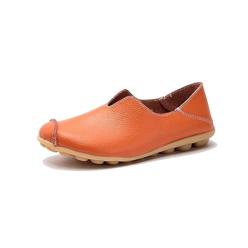 ADFUGE Orthobounce Orthopädische Schuhe, rutschfeste Damen-Loafer mit flachem Boden, rutschfeste orthopädische Schuhe mit flachem Boden für Damen, atmungsaktive (6,Orange) von ADFUGE