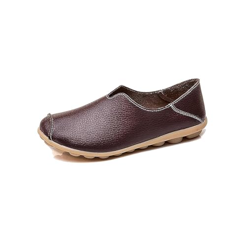 ADFUGE Orthobounce Orthopädische Schuhe, rutschfeste Damen-Loafer mit flachem Boden, rutschfeste orthopädische Schuhe mit flachem Boden für Damen, atmungsaktive (6.5,Braun) von ADFUGE