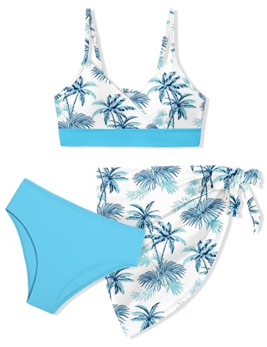 ADIFUN Mädchen-Badeanzug, V-Ausschnitt, verstellbare Träger, stilvoller Bikini mit Überzug, 3-teiliges Set, Badeanzüge für Teenager-Mädchen, Blaue Handfläche, 15-16 Jahre ADIFUN Mädchen-Badeanzug, V-Ausschnitt, verstellbare Träger, stilvoller Bikini mit Überzug, 3-teiliges Set, Badeanzüge für Teenager-Mädchen, Blaue Handfläche, 15-16 Jahre von ADIFUN