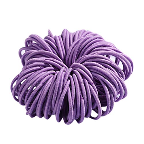 ADXFWORU Mädchen 100 Stück 3 cm Nylon-Nylon-Haarklebeband Haarseil-Farbschmuck Laufen Stirnband Winter (Purple, One Size) von ADXFWORU