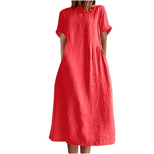 Leinenkleid Damen Kurzarm Rundhals Sommer Kleid Knielang Freizeitkleid Baumwolle Leinen Strandkleid U-Ausschnitt Sommerkleid Blusenkleid Einfarbig Kleider Atmungsaktiv Strandkleider mit Taschen 2024 Leinenkleid Damen Kurzarm Rundhals Sommer Kleid Knielang Freizeitkleid Baumwolle Leinen Strandkleid U-Ausschnitt Sommerkleid Blusenkleid Einfarbig Kleider Atmungsaktiv Strandkleider mit Taschen 2024 von AEGJEGVD