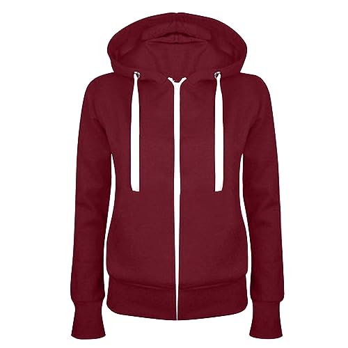 Sweatjacke Damen Zipper Hoodie mit Kapuze Casual 2024 Einfarbig Jacke Slim Fit Übergangsjacke Langarm Kapuzenjacke Große Größen Sportjacke Leichte Mantel Kapuzenullover Tunnelzug Übergangsmantel Sweatjacke Damen Zipper Hoodie mit Kapuze Casual 2024 Einfarbig Jacke Slim Fit Übergangsjacke Langarm Kapuzenjacke Große Größen Sportjacke Leichte Mantel Kapuzenullover Tunnelzug Übergangsmantel von AEGJEGVD