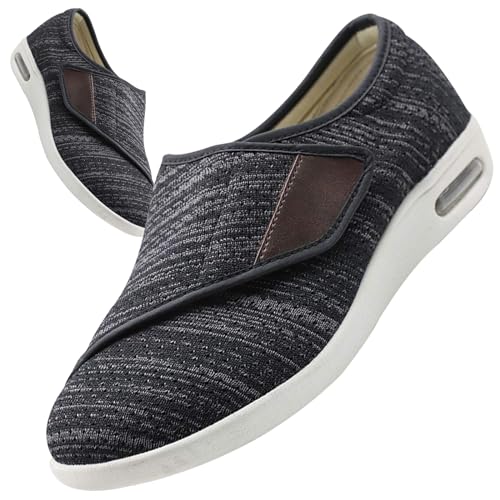 AEHO Damen Diabetiker Schuhe Herren Diabetiker Orthopädische Schuhe Senioren Schuhe Mit Klettverschluss Herren Diabetiker Hausschuhe,BlackGrey,45 EU von AEHO