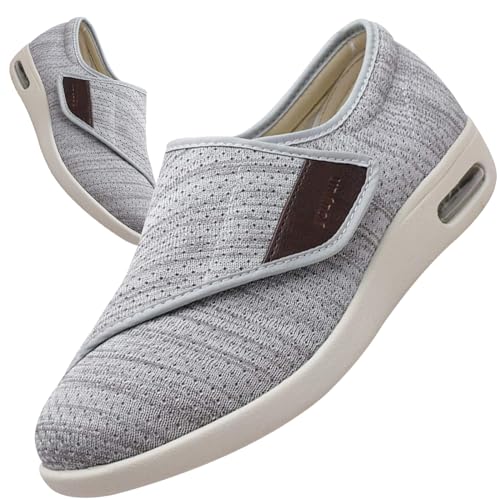 AEHO Damen Diabetiker Schuhe Herren Diabetiker Orthopädische Schuhe Senioren Schuhe Mit Klettverschluss Herren Diabetiker Hausschuhe,Lightgrey,36 EU von AEHO