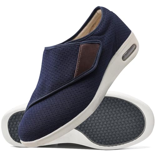 AEHO Damen Schuhe Extra Breite Füße Orthopädische Verbandsschuhe Herren Extra Weit Schuhe Damen Klettverschluss Schuhe Breit Damen Schuhe,Blau,43.5 EU von AEHO