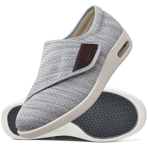 AEHO Damen Schuhe Extra Breite Füße Orthopädische Verbandsschuhe Herren Extra Weit Schuhe Damen Klettverschluss Schuhe Breit Damen Schuhe,Lightgrey,38 EU von AEHO