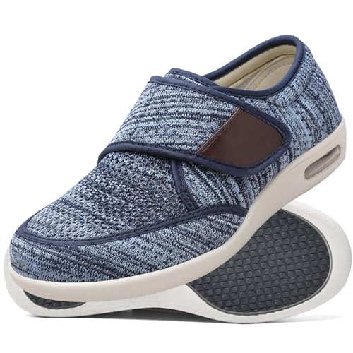 AEHO Diabetiker Extra Weite geschwollene Schuhe mit Daumen Valgus Gesundheitsschuhe Passform Orthopädischer Schuhe Diabetikerschuhe Für Herren Hoher Spann,Light Blue,38 EU von AEHO