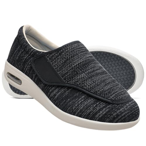 AEHO Diabetiker Schuhe Damen Mit Klettverschluss Herren Diabetiker ödeme Schuhe Diabetiker Schuhe Herren Klettverschluss Casual Medizinische Schuhe,BlackGrey,39 EU von AEHO