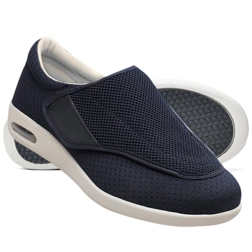 AEHO Diabetiker Schuhe Damen Mit Klettverschluss Herren Diabetiker ödeme Schuhe Diabetiker Schuhe Herren Klettverschluss Casual Medizinische Schuhe,Blau,37 EU von AEHO