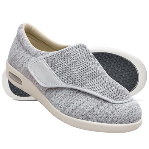 AEHO Diabetiker Schuhe Damen Mit Klettverschluss Herren Diabetiker ödeme Schuhe Diabetiker Schuhe Herren Klettverschluss Casual Medizinische Schuhe,Lightgrey,35 EU von AEHO