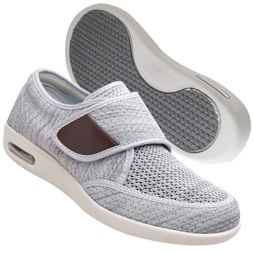 AEHO Diabetiker Schuhe Herren Klettverschluss Casual Medizinische Schuhe Rehaschuhe Walkingschuhe Freizeitschuhe Sportschuhe Bequeme rutschfest Schuhe,Light Gray,39 EU von AEHO