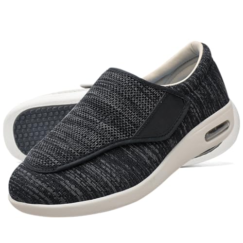 AEHO Diabetiker Schuhe Herren Weit Schuhe Herren Extra Breit Diabetiker Diabetiker Schuhe Herren Damen extra weit Senioren Orthopädische Hausschuhe,BlackGrey,35 EU von AEHO