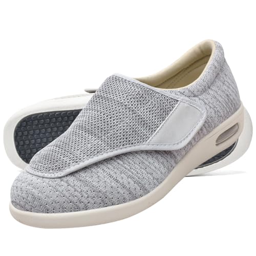 AEHO Diabetiker Schuhe Herren Weit Schuhe Herren Extra Breit Diabetiker Diabetiker Schuhe Herren Damen extra weit Senioren Orthopädische Hausschuhe,Lightgrey,45 EU von AEHO