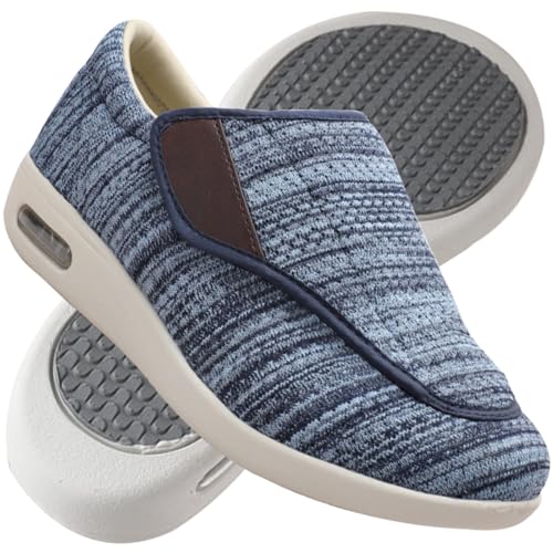 AEHO Hausschuhe Klettverschluss Senioren Diabetiker Schuhe Herren Schlüpfen Schuhe für Breite Füße Verbandsschuhe Damen Sommerschuhe Schuhe,Lightblue,40 EU von AEHO