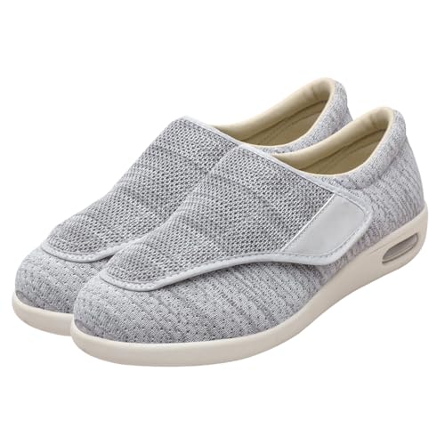 AEHO Hausschuhe Klettverschluss Senioren Gesundheitsschuhe Herren Orthopädische Herren Sneaker Schuhe Herren Sneaker Diabetiker Schuhe extra weit Senioren,Lightgrey,46 EU von AEHO