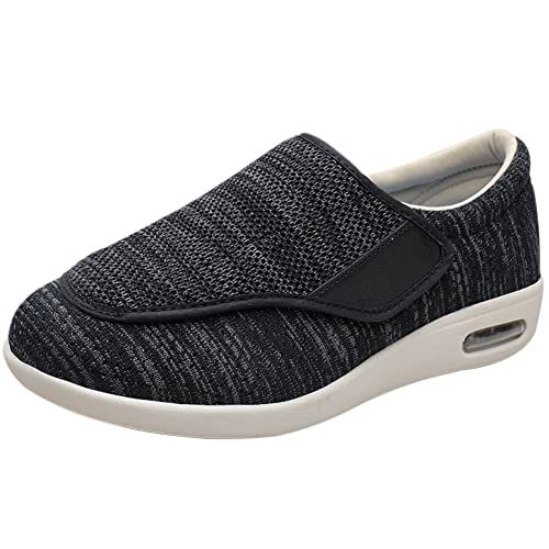 AEHO Hausschuhe für Diabetiker Slip On Loafer für Herren Diabetiker Schuhe Herren Extra Breit Schuhe Für Geschwollene Füße Leicht Senioren rutschfest Turnschuhe,BlackGrey,40 EU von AEHO