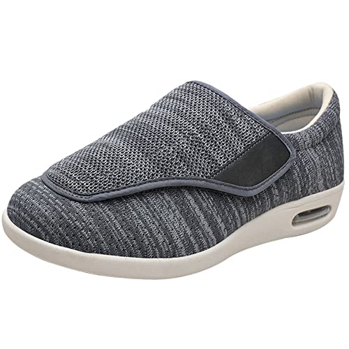 AEHO Hausschuhe für Diabetiker Slip On Loafer für Herren Diabetiker Schuhe Herren Extra Breit Schuhe Für Geschwollene Füße Leicht Senioren rutschfest Turnschuhe,Darkgrey,37 EU von AEHO