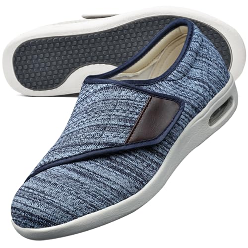 AEHO Herren Diabetiker Orthopädische Schuhe Schuhe Extra Weit Herren Senioren Schuhe Mit Klettverschluss Herren Diabetiker Hausschuhe,Lightblue,40.5 EU von AEHO