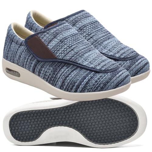 AEHO Herren Diabetiker Orthopädische Schuhe Senioren Schuhe Mit Klettverschluss Herren Diabetiker Hausschuhe Extra Breite Diabetiker Schuhe,Lightblue,35 EU von AEHO