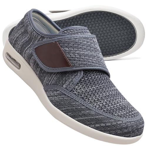 AEHO Herren Diabetiker Wanderschuhe Ödem-Schuhe für Geschwollene Füße Fußgewölbe Unterstützung Orthopädische Sneaker Atmungsaktive und Bequeme Schuhe,Dark Gray,40 EU von AEHO