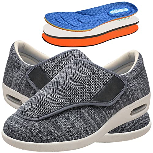 AEHO Herren Diabetiker ödeme Schuhe Herren Diabetiker Wanderschuhe Ödem-Schuhe für Geschwollene Füße Fußgewölbe Unterstützung Orthopädische Sneaker,Darkgrey,43.5 EU von AEHO