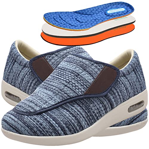 AEHO Herren Diabetiker ödeme Schuhe Herren Diabetiker Wanderschuhe Ödem-Schuhe für Geschwollene Füße Fußgewölbe Unterstützung Orthopädische Sneaker,Lightblue,37.5 EU von AEHO