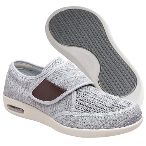 AEHO Orthopädische Turnschuhe Herren Diabetikerschuhe Schuhe für die Pflege von diabetischen Fußpatienten Rehabilitationsschuhe für Fußverletzungen Gesundheitsschuh für Senioren,Light Gray,43.5 EU von AEHO