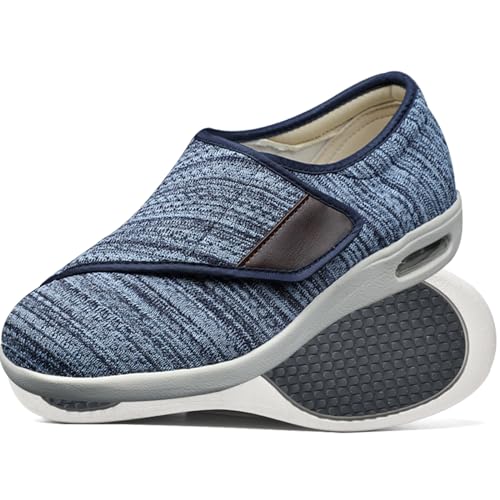 AEHO Orthopädische Turnschuhe für Damen Diabetiker Schuhe Extra Weit Ohne Schnuersenkel Slip-on Schuhe mit Klettverschluss Breit Senioren Schuhe für Geschwollene Füße,Lightblue,37 EU von AEHO