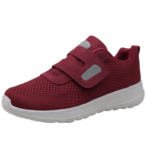 AEHO Schuhe Breite Füße Herren Orthopädische Schuhe Herren Klettverschluss Diabetiker Schuhe Herren Extra Weit Klettschuhe Verbandschuh,Rot,35/225mm von AEHO