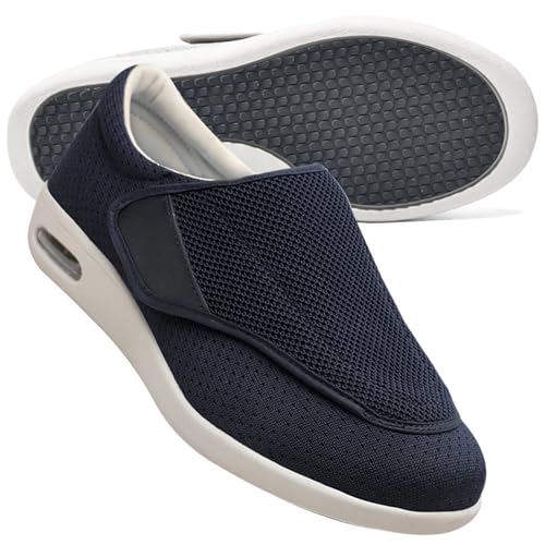 AEHO Schuhe Herren Extra Breit Diabetiker Verbandschuhe Herren Extra Weit Sandalen für Geschwollen Füße Slip On Sneakers Herren Walkingschuhe,Blau,43 EU von AEHO