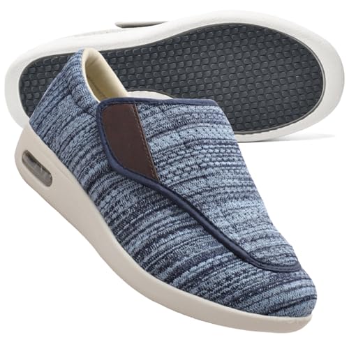 AEHO Schuhe Herren Extra Breit Diabetiker Verbandschuhe Herren Extra Weit Sandalen für Geschwollen Füße Slip On Sneakers Herren Walkingschuhe,Lightblue,40 EU von AEHO