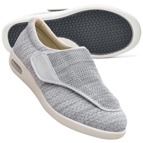 AEHO Schuhe Herren Extra Breit Diabetiker Verbandschuhe Herren Extra Weit Sandalen für Geschwollen Füße Slip On Sneakers Herren Walkingschuhe,Lightgrey,38 EU von AEHO