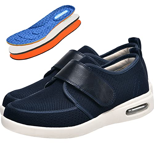 AEHO Senioren Schuhe Orthopädische Diabetische Schuhe Diabetes Schuhe Air Cushion atmungsaktive große Papaschuhe Extra Breit Rehaschuhe Herren Schuhe Extra Breite Füße,Blau,42 EU von AEHO