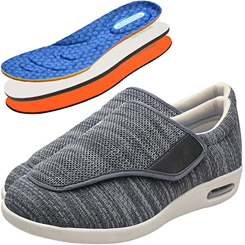 AEHO Turnschuhe Mit Klettverschluss Diabetiker Schuhe Herren Orthopädische Hausschuhe Extra Weit Freizeitschuhe Hallux Orthopädische Schuhe Herren,Darkgrey,40.5 EU von AEHO