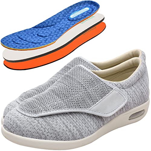 AEHO Turnschuhe Mit Klettverschluss Diabetiker Schuhe Herren Orthopädische Hausschuhe Extra Weit Freizeitschuhe Hallux Orthopädische Schuhe Herren,Lightgrey,36 EU von AEHO